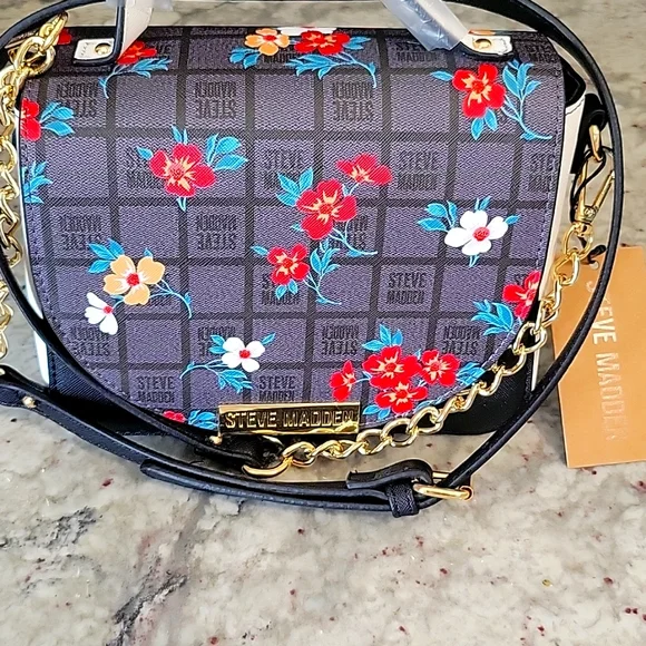 Steve Madden Bags Steve Madden Crossbody Blk Floral Clutch Nwt